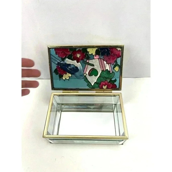 VTG Bird Birdhouse Stained Glass Trinket Box Joan Baker Designs 1994 - Picture 12 of 16